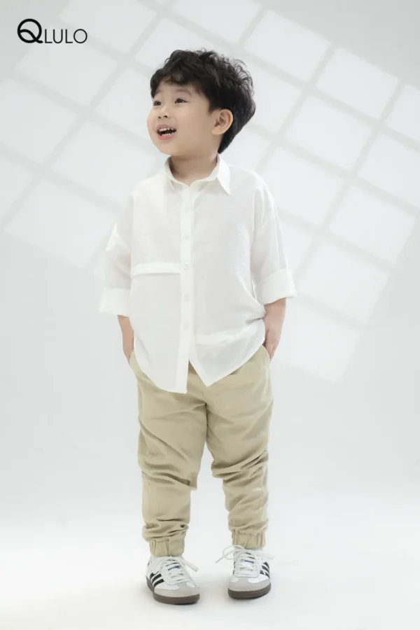 Áo sơ mi tay dài của bé trai QLULO - Cotton 24SM1010-WHITE - 2