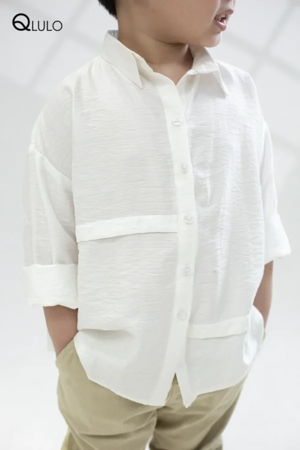 Áo sơ mi tay dài của bé trai QLULO - Cotton 24SM1010-WHITE - 4