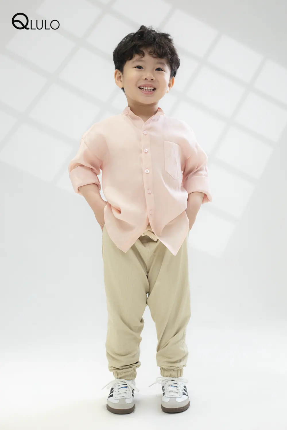 Áo sơ mi tay dài QLULO Cotton 24SM2020 - Scarlet - bé trai-2