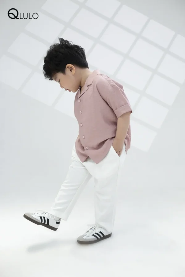 Áo sơ mi tay ngắn của bé trai QLULO - Cotton 24SM1020-PLUM - 3