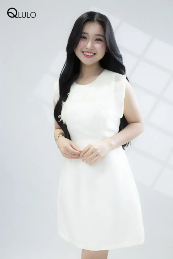 Váy đầm thiết kế sang trọng cao cấp QLULO, album Angel - 24AG4010-Cream-2