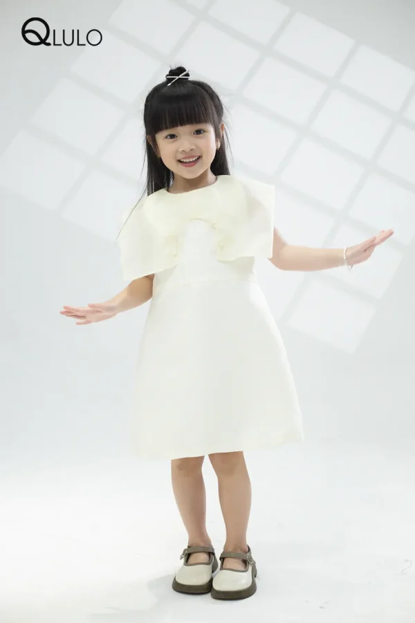 Váy đầm thiết kế sang trọng QLULO, album Angel - 24AG4011-Cream- cho bé gái