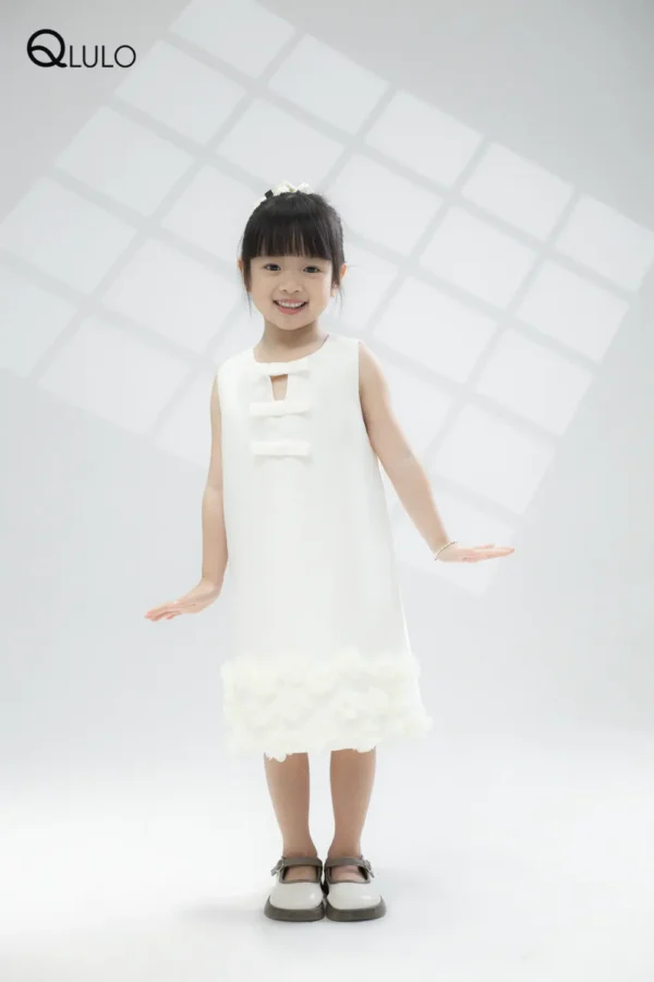 Váy đầm thiết kế sang trọng QLULO, album Angel - 24AG5011-Cream- cho bé gái-2
