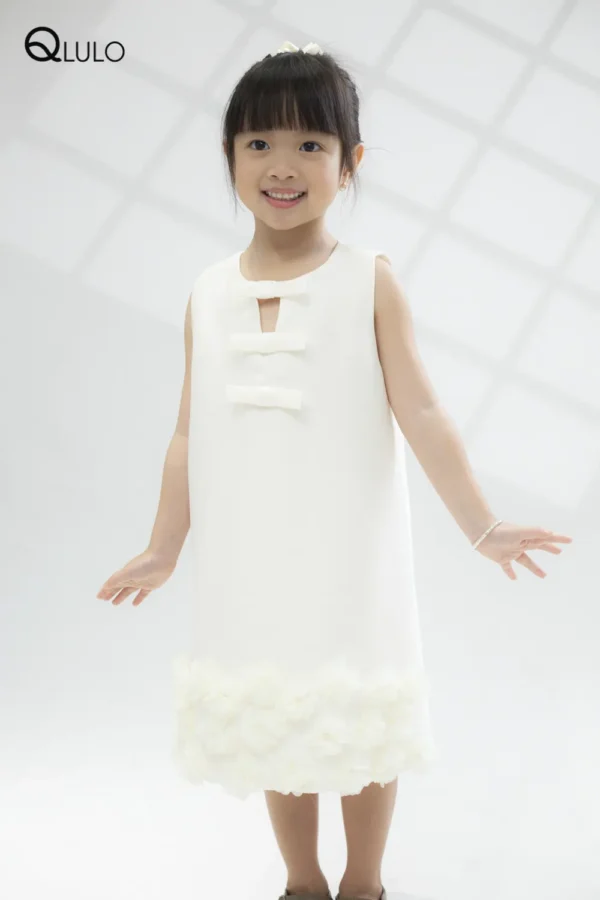 Váy đầm thiết kế sang trọng QLULO, album Angel - 24AG5011-Cream- cho bé gái -3